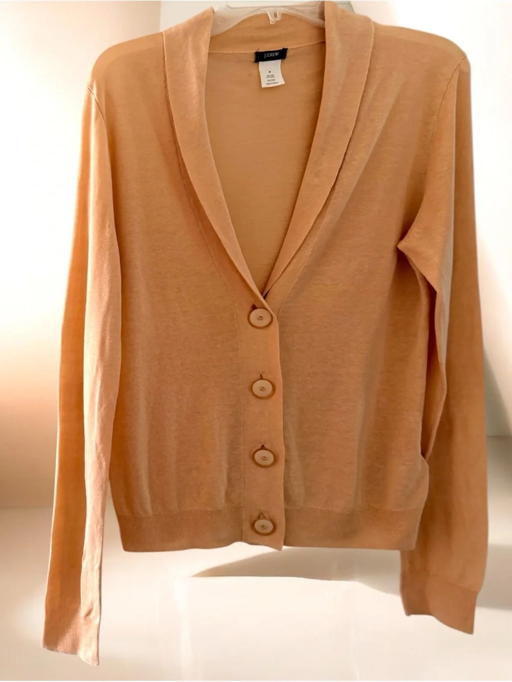 J. Crew Peach Button-Front Shawl Collar Cardigan